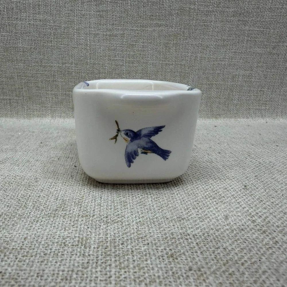 Pfaltzgraff Naturewood Mini Loaf Pan Bluebird Floral Stoneware Baker USA 4.25in